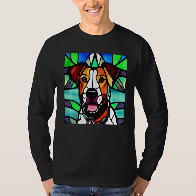 Camiseta Brittany Spaniel - Colorful Stained Glass Premium_ (Frente)