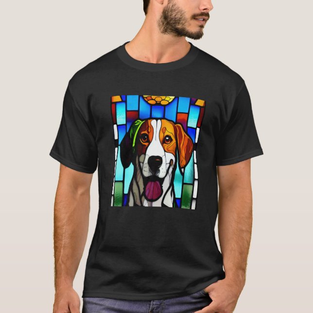 Camiseta Brittany Spaniel - Colorful Stained Glass Premium_ (Frente)