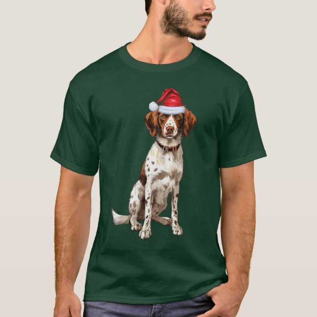 Camiseta Brittany Spaniel Dog Lover Feliz Natal (Frente)