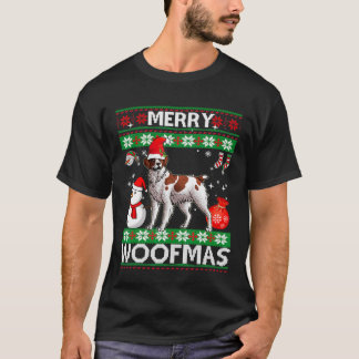 Camiseta Brittany Spaniel Feliz Woofmas Natal