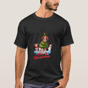 Camiseta Brittany Spaniel Merry Christmas Tree Lights Dog X