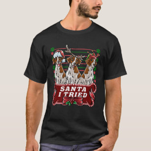 Camiseta Brittany Spaniel Papai Noel Elfo Rena de Natal