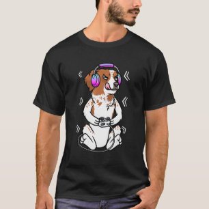 Camiseta Brittany Spaniel Vídeo Jogo Jogo Jogador de Jogos