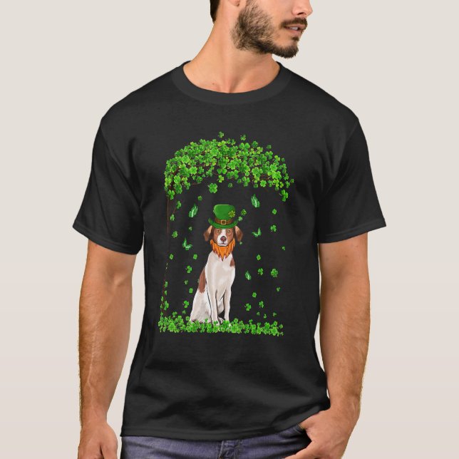 Camiseta Brittany St Patricks Day Lover Irish Shamrock Dog  (Frente)