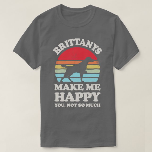 Camiseta Brittanys me faz feliz retrato sunset para homens  (Frente do Design)