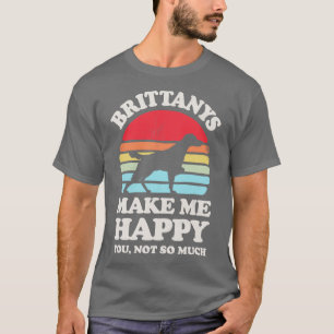 Camiseta Brittanys me faz feliz retrato sunset para homens 