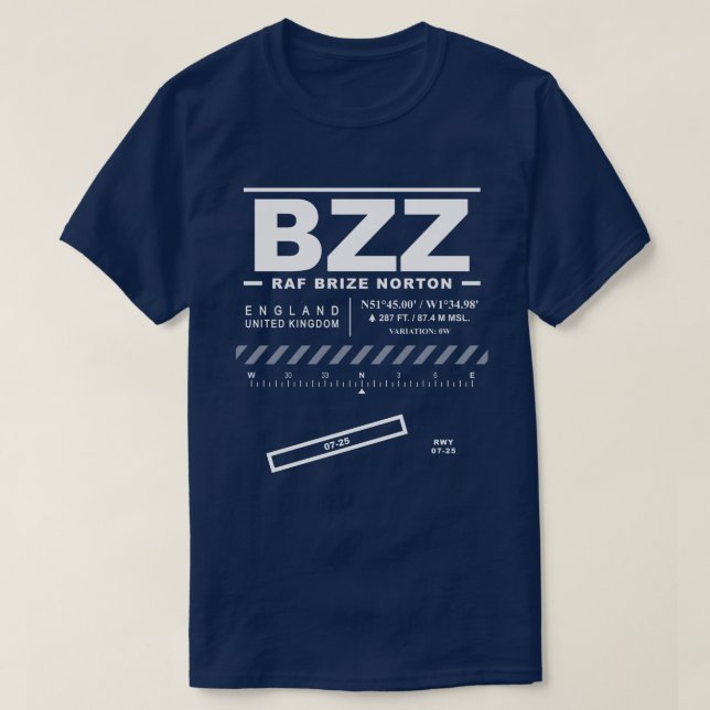 Camiseta Brize Norton Airport BZZ T-Shirt (Frente do Design)