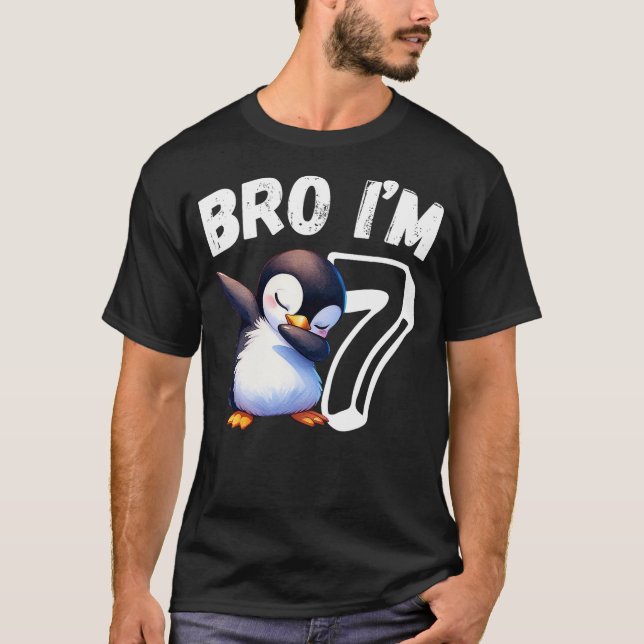 Camiseta Bro I'm 7 Year Old Penguin 7th Birthday Kids Dabbi (Frente)