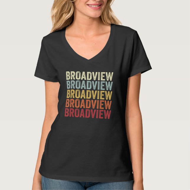 Camiseta Broadview Illinois Broadview IL Texto Retrô Vintag (Frente)