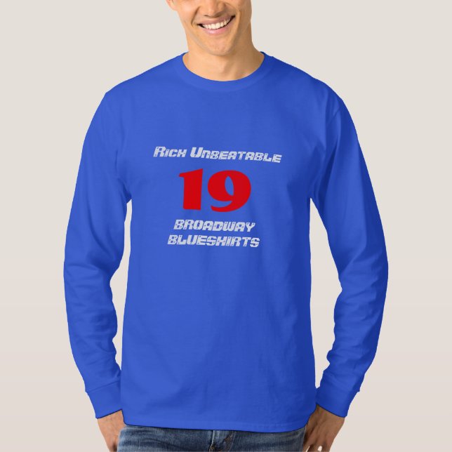 Camiseta Broadway imbatível rico Blueshirts (Frente)