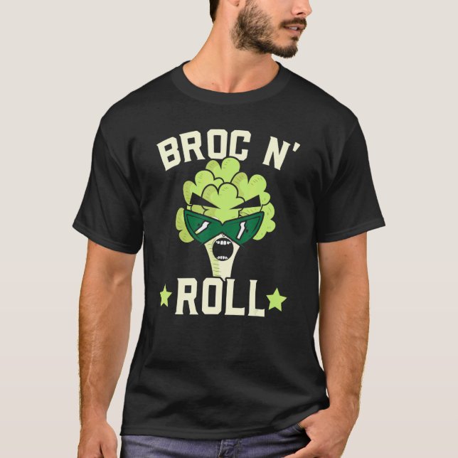 Camiseta Broc N' Roll Broccoli Vegan Vegetable Healthy Vege (Frente)