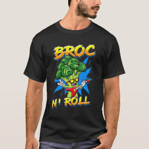 Camiseta Broc N' Roll  Brócolis  Toca Guitarra Rockstar Art