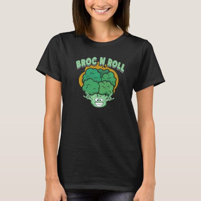 Camiseta Broc N Roll  Vegan Vegetarian Broccoli Vegetable (Frente)