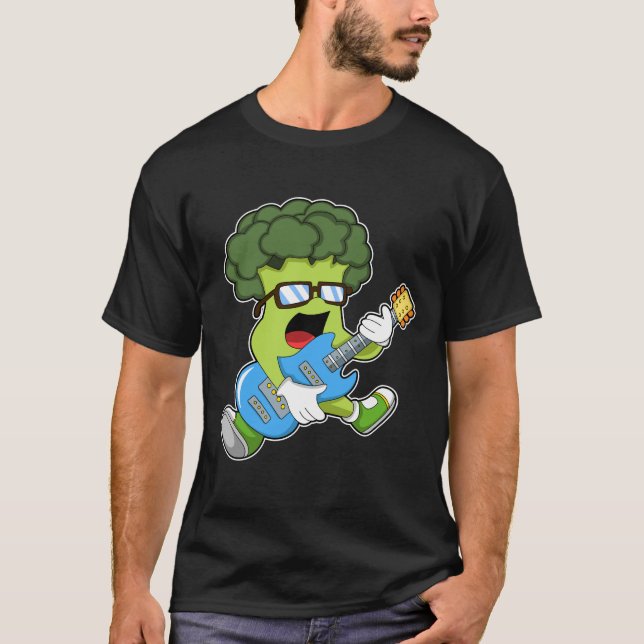 Camiseta Broccoli como músico com guitarra (Frente)