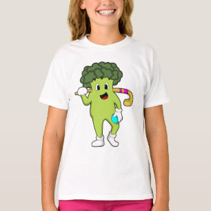 Camiseta Broccoli no Hockey com taco de Hóquei