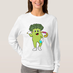 Camiseta Broccoli no Hockey com taco de Hóquei