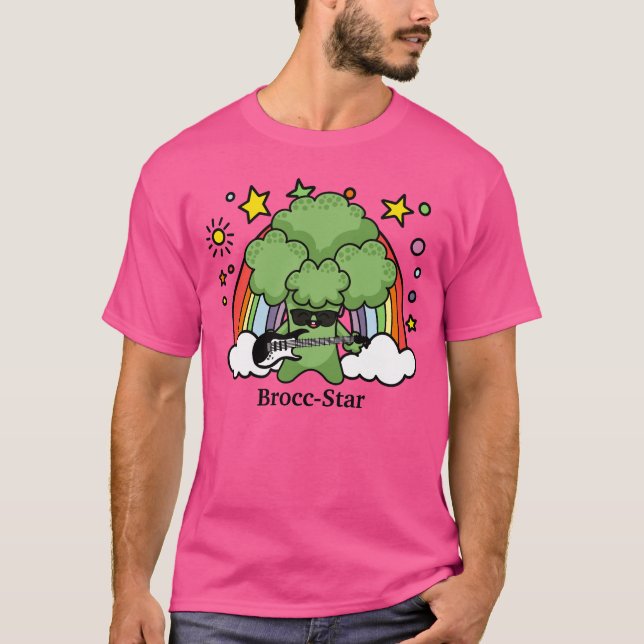 Camiseta Broccoli verde Brocc, Rock Star (Frente)