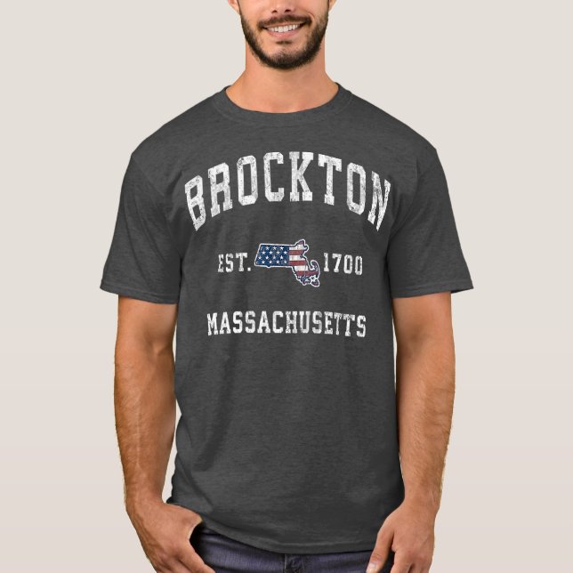 Camiseta Brockton Massachusetts MÃE Vintage - Bandeira Amer (Frente)