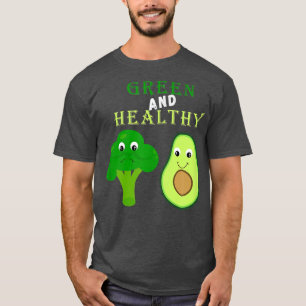 Camiseta Brócolis e Avocado verdes para saudáveis