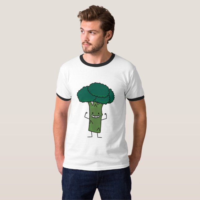 Camiseta Brócolos que dobram o vegetal feliz do verde da (Frente Completa)