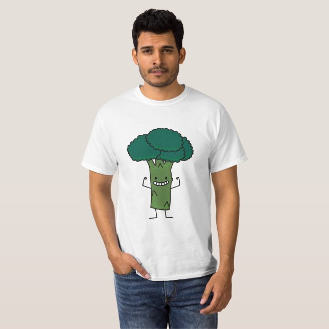 Camiseta Brócolos que dobram o vegetal feliz do verde da (Frente Completa)
