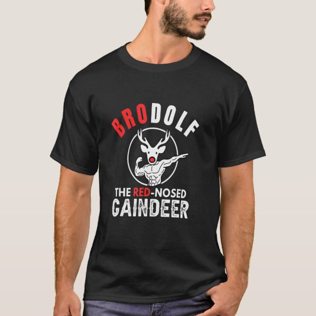 Camiseta Brodolf, o ginásio de Natal do Red Nose Gainzdeer (Frente)