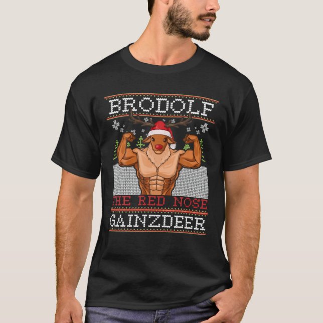 Camiseta Brodolf O Roupa Clássico Gainzdeer Nose Vermelha (Frente)