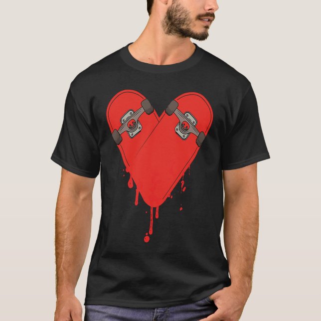 Camiseta Broken Bleeding Skateboard Heart (Frente)