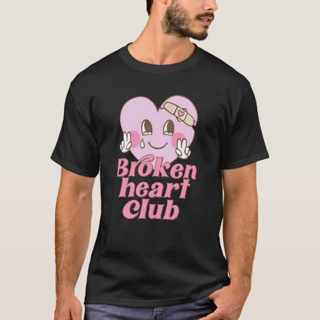 Camiseta Broken Heart Club Valentine Day Retro Groovy Men W (Frente)