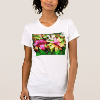 Camiseta Bromeliad, pintura a óleo, coleção tropical