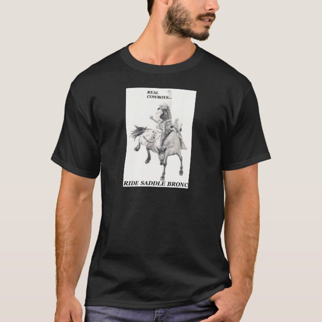 Camiseta Bronc real da sela do passeio dos vaqueiros (Frente)