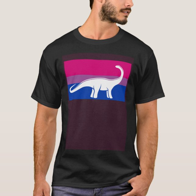 Camiseta Brontosaurus Dinosaur Bisexual Pride Flag Aestheti (Frente)