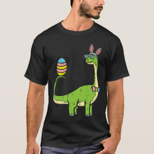 Camiseta Brontosaurus Orelhas de Coelho Ovo Dia de Páscoa D