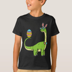 Camiseta Brontosaurus Orelhas de Coelho Ovo Dia de Páscoa D