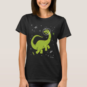 Camiseta Brontosaurus verde Dinos no espaço