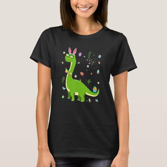Camiseta Brontossaurus Bunny Ears Egg Dinossaur Dino Boys E (Frente)