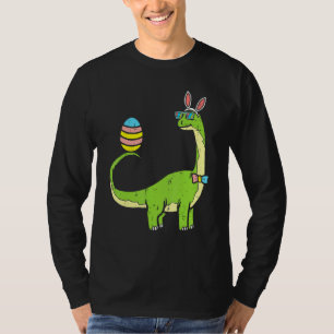 Camiseta Brontossaurus Bunny Ears Páscoa Dia do Ovo Dinossa