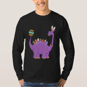 Camiseta Brontossaurus Bunny Ears Páscoa Dia do Ovo Dinossa