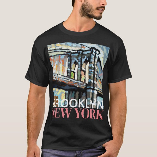 Camiseta Brooklyn Bridge New York, T-Shirt 2 masculina (Frente)