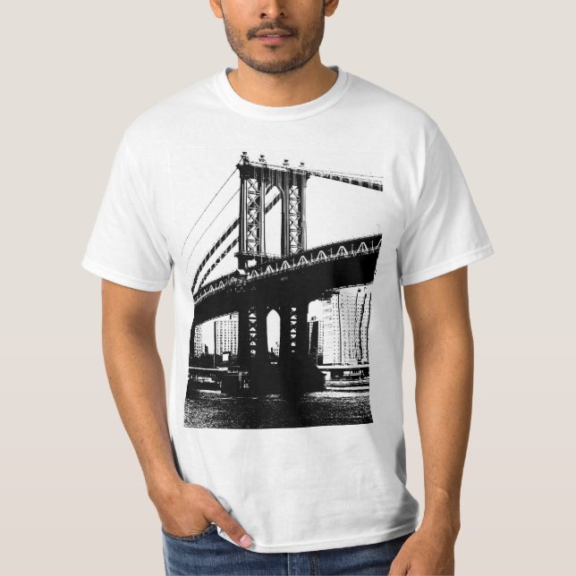 Camiseta Brooklyn Bridge Nyc New York Mens Modern (Frente)