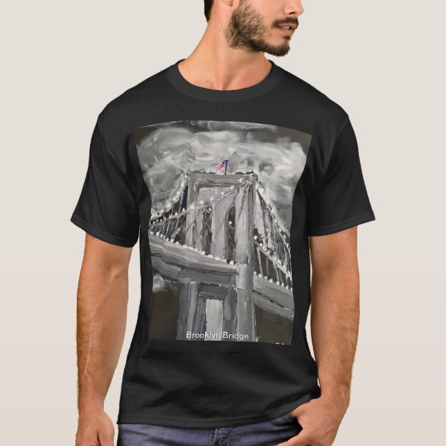 Camiseta Brooklyn Bridge, Preto-Branco (Frente)