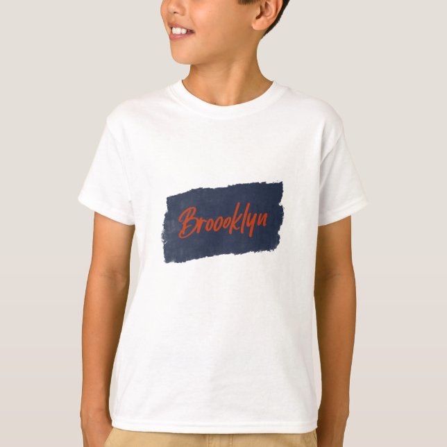 Camiseta Brooklyn, Camiseta-T com Tipografia Vermelha Manus (Frente)