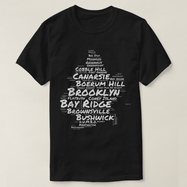Camiseta Brooklyn New York Neighours Word Cloud Brookly (Frente do Design)