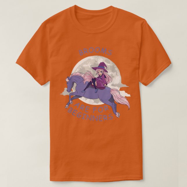 Camiseta Brooms Are For Beginners Anime Witch 341  (Frente do Design)