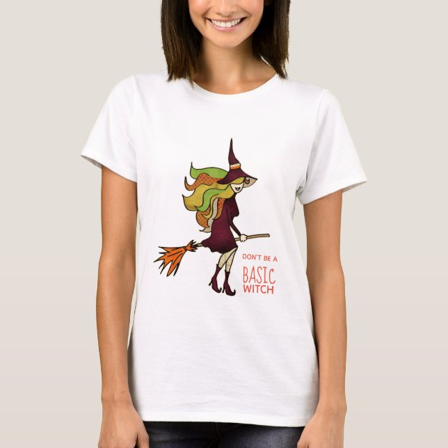 Camiseta Broomstick de bruxas de bruxas bonitinho (Frente)