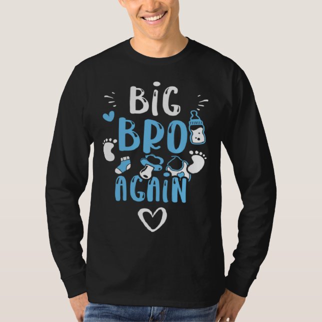 Camiseta Brother Big Bro Again  Baby Boy Sayings (Frente)
