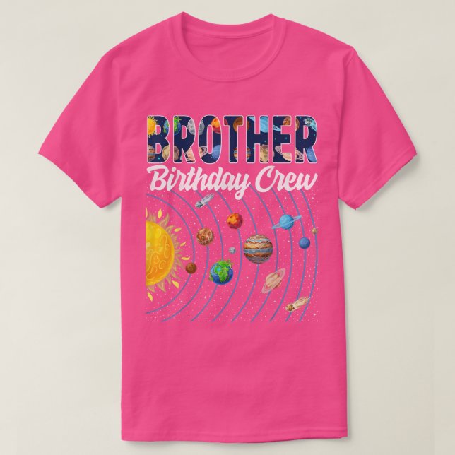 Camiseta Brother Birthday Crew Outer Space Solar System Bda (Frente do Design)