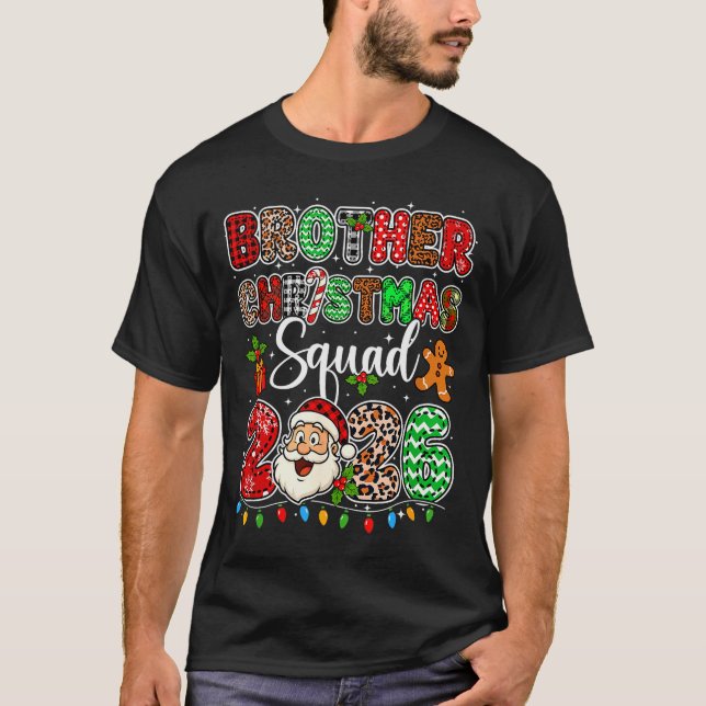 Camiseta Brother Christmas Crew 2026 Leopard Funny Santa Fa (Frente)