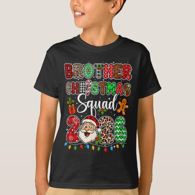 Camiseta Brother Christmas Crew 2026 Leopard Funny Santa Fa (Frente)