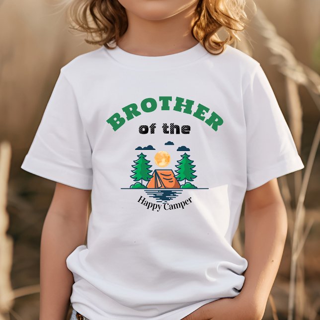 Camiseta Brother Happy Camper T-Shirt Kids Birthday Party (Criador carregado)